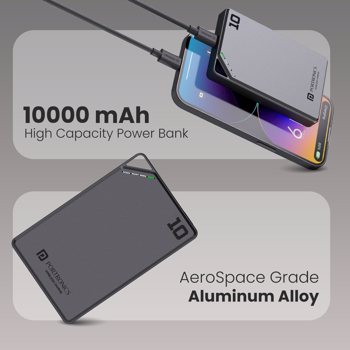 Portronics(POR 2258)Boosty 10K 10000mAh 15W Wireless Magnetic Fast Charging Slimmest Powerbank,Metallic Finish,20W Type C PD Out