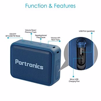 Portronics(POR 737)Dynamo 5W Bluetooth 5.0 Portable Stereo Speaker with TWS, USB Music & FM Music an