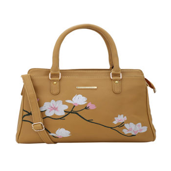 Lapis O Lupo Flower Embroidery Women Handbag Mustard