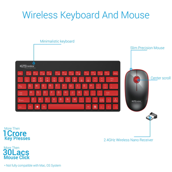 Portronics(POR 372)Key2 Combo Wireless Keyboard and Mouse Set, with 2.4 GHz USB Receiver, Silent Key