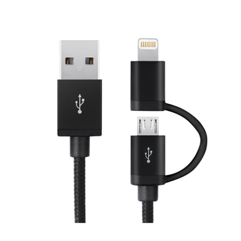 Zoook B21M Universal 2-in-1 Data Cable for Android and MFI or Apple Certified Apple Cable 1.2 Meter