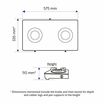 Glen 2 Burner LPG Gas Stoves Toughened Glass Top Junior-CT1020GTJUBB