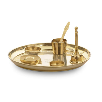 Borosil Brass Puja Thali Set with Diya