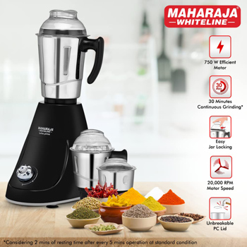 Maharaja Whiteline Turbo Prime DLX 750 Watt Copper Motor Mixer Grinder