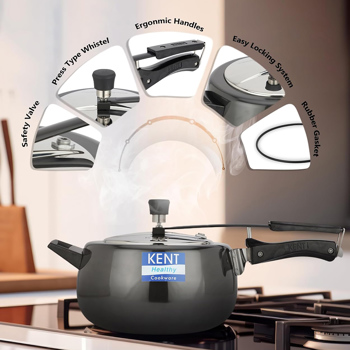 KENT 3 Litre Inner Lid Hard Anodised Stainless Steel Pressure Cooker