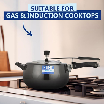 KENT Hard Anodised 5 Litre Pressure Cooker with Stainless Steel Inner Lid