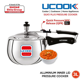 Ucook By United Super Silver Plus 3 Litre Aluminium Base Induction Cooker