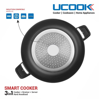 Ucook By United 3 in 1 Platinum Smart Cooker 5 Litre with Strainer Server and Cooker