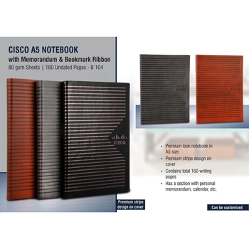 Castillo Milano Cisco A5 Notebook With Memorandum & Bookmark Ribbon