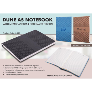 Castillo Milano Dune A5 Notebook With Memorandum & Bookmark Ribbon