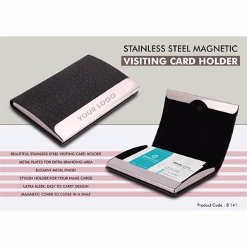 King Craft Stainless Steel Magnetic Visiting Card Holder Black