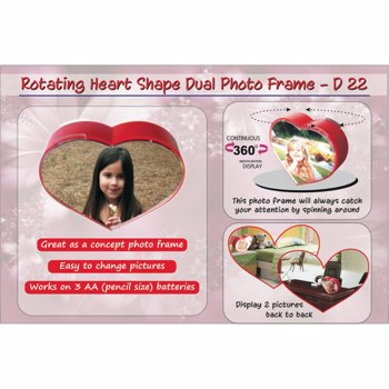 King Craft Rotating Heart Shape Dual Photo Frame