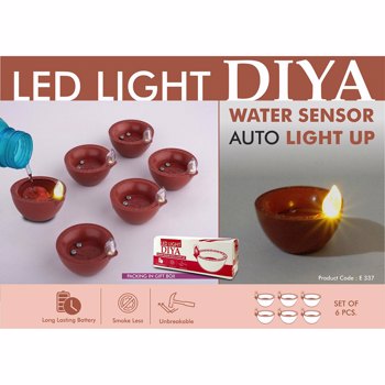 King Craft Led Light Diya Set Of 6 Water Sensor Auto Light Up