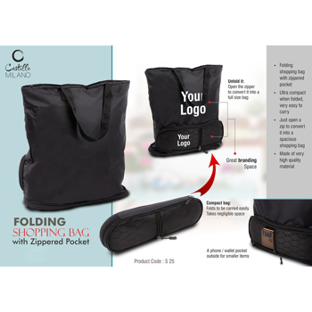 Castillo Milano Folding Shopping Bag With Zippered Pocket