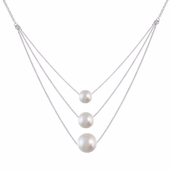 Giva PD0148 Silver Triple Layer Pearl Necklace With Link Chain