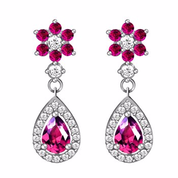 Giva ER0482 Silver Pink Flower Drop Danglers