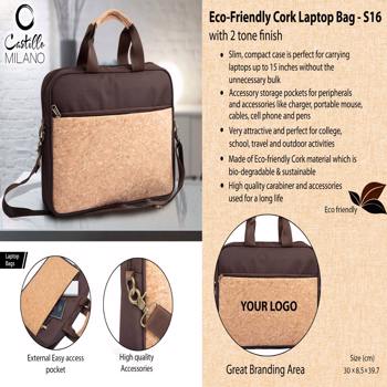 Castillo Milano Eco-Friendly Cork Laptop Bag With 2 Tone Finish