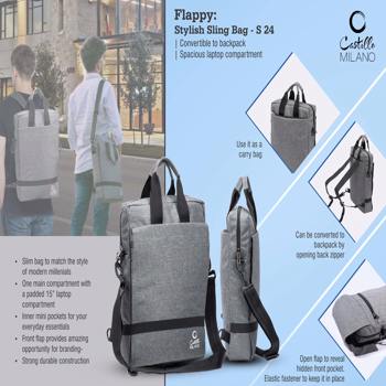 Castillo Milano Flappy Stylish Sling Bag Convertible To Backpack Spacious Laptop Compartment