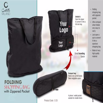 Castillo Milano Folding Shopping Bag With Zippered Pocket