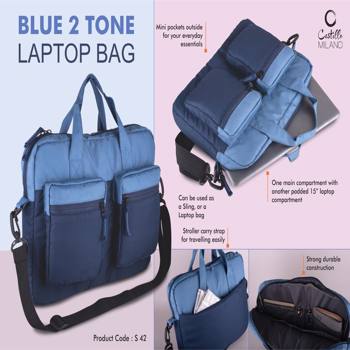 Castillo Milano Slim 2 Tone Laptop Bag Double Outside Pockets
