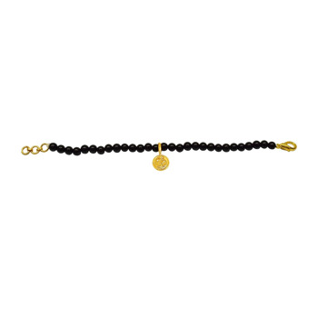 Gold Plated Sterling Silver Aum with Black Onyx Bracelet for Men and Women (SB68)