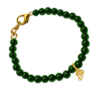 Gold Plated Sterling Silver Shiva Trishul with Green Onyx Bracelet for Men and Women (SB73)