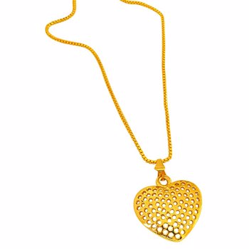 Heart Shaped Jali Style Gold Plated Pendant with 22 IN Chain for Your Love (SDS251)