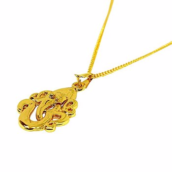 Divine Guardian: Ganpati Bappa Gold-Plated Blessing Pendant (SDS268)