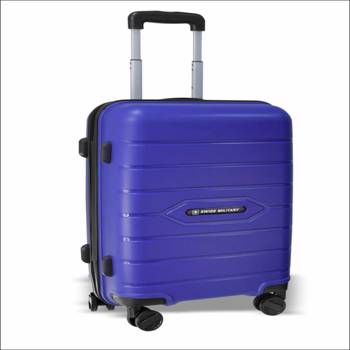 Swiss Military Small Cabin Suitcase (55 cm) 8 Wheels - Zest Hard Trolley Cabin Bag - Blue