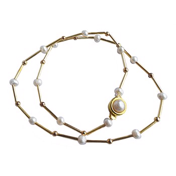 Dazzle Your World: The Single Line Real Pearl & Gold Plated Necklace Story (SN1078)