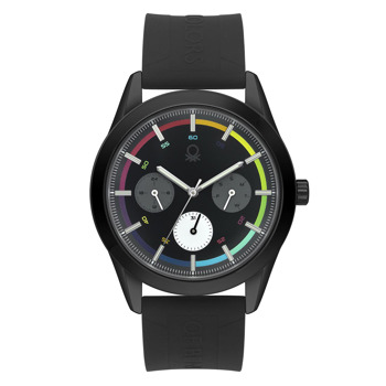 United Colors Of Benetton Men 44 Mm Black Dial Silicone Analogue Watch