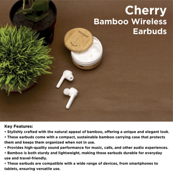 Cherry Bamboo Wireless Earbuds