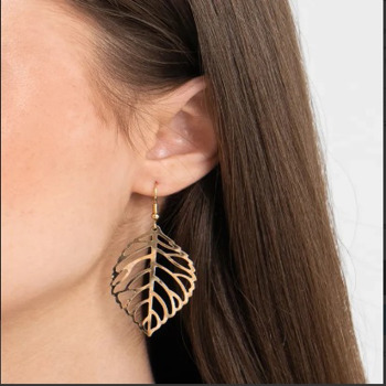 Glitttery Leaf Earrings (YS016)