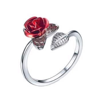 Silver Red Rose Ring (YS033)
