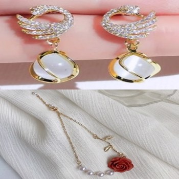 Premium Golden hanging & Rose Bracelet  - YS101