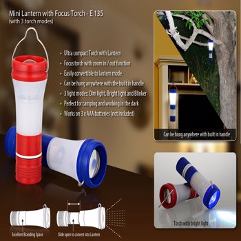 Power Plus Mini Lantern With Focus Torch With 3 Light Modes
