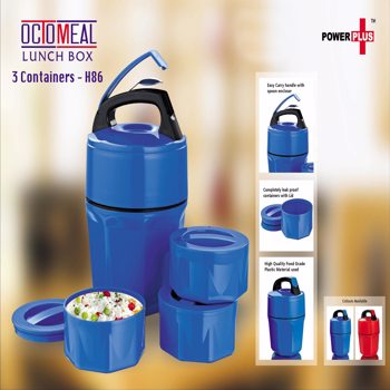Power Plus Octomeal Lunch Box 3 Plastic Containers