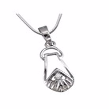 Essence of Purity - Diamond & Silver Pendant with Silver Finished Chain