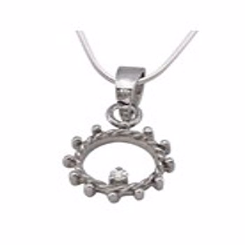 Twisty Diamond & Silver Pendant with Silver Finished Chain