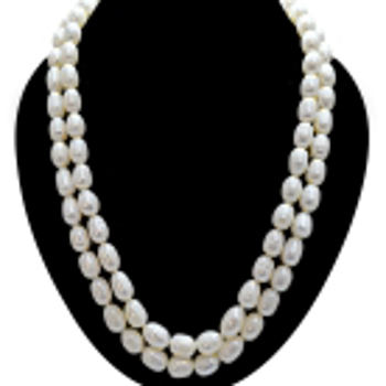 2 Line Real Big Elongated Pearl Necklace for Women (SN868)