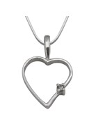 Simple Heart - Diamond & Silver Pendant with Silver Finished Chain