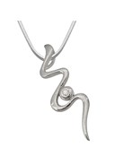 Twisty Silver - Diamond & Silver Pendant with Silver Finished Chain