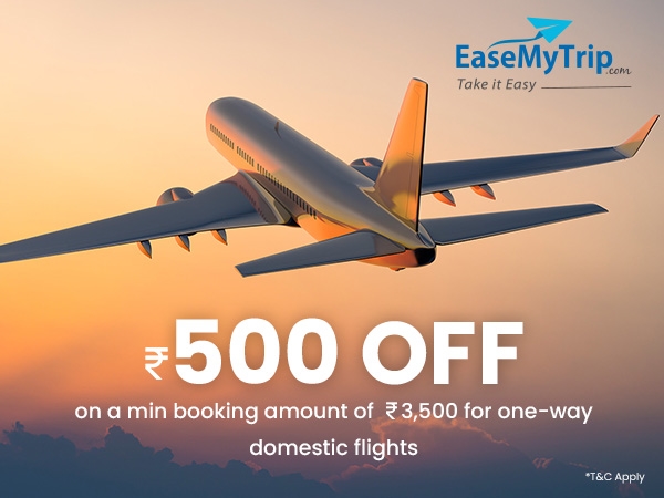 ₹500 off on a min booking amount of ₹3500 on one-way domestic flight bookings